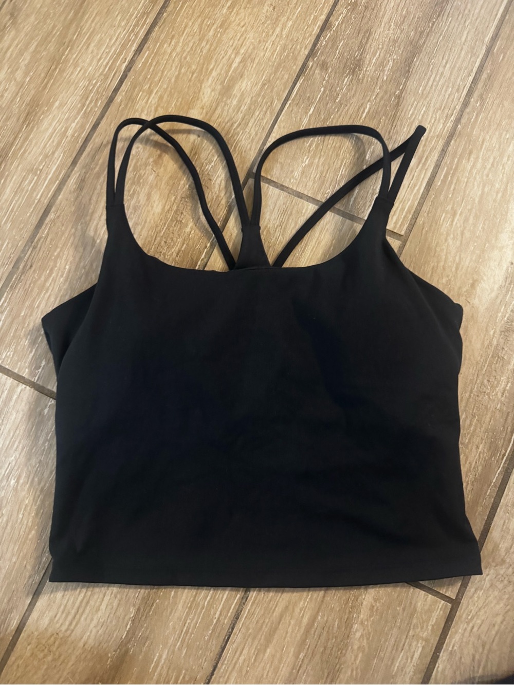 Fabletics Black Double-Strap Crop Sports Bra